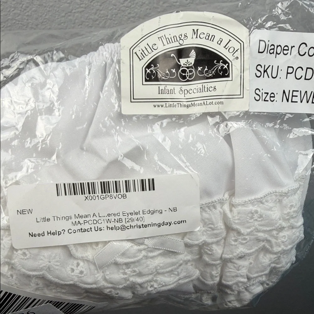 New Little Things Mean a Lot White Eyelet Diaper Cover, newborn 0-3 months